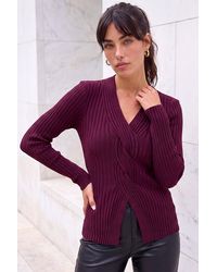 Roman - Cable Split Detail Rib Jumper - Lyst