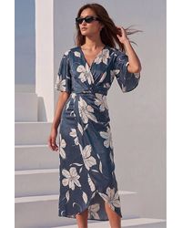 Roman - Floral Print Wrap Twist Dress - Lyst