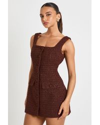 Boohoo - Sequin Boucle Square Neck Tailored Mini Dress - Lyst
