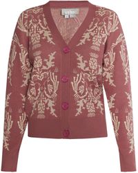 Usha - Gebreid Vest Oud Roze Crème - Lyst