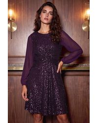 Roman - Petite Sequin Twist Front Dress - Lyst