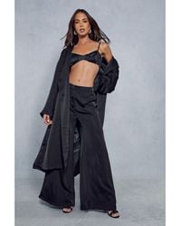MissPap - High Waisted Satin Wide Leg Trousers - Lyst