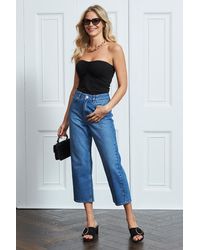 Sosandar - Mid Denim Culotte Jeans Cotton - Lyst
