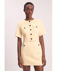 Karen Millen - Compact Stretch Button Detail Mini Dress - Lyst