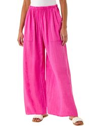 Roman - Cotton Elasticated Waist Wide Leg Trouser - Lyst