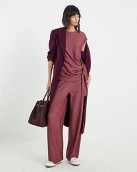 River Island - Top Short Sleeve Pinstripe Tie Detail Viscose - Lyst