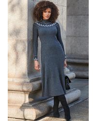 Sosandar - Petite Fairisle Knitted Fit & Flare Midaxi Dress - Lyst