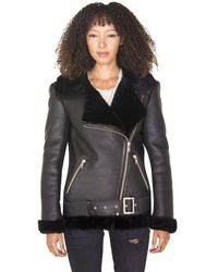 Infinity Leather - Sheepskin Aviator Biker Jacket-Merida - Lyst