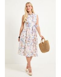 Wallis - Petite Printed Tencel Sleeveless Shirt Dress - Lyst