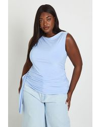Boohoo - Plus Drape Sleeveless Top - Lyst