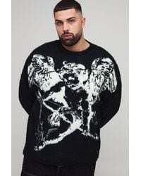BoohooMAN - Plus Oversized Brushed Renaissance Jacquard Sweater - Lyst