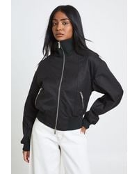 Boohoo - Ribbed Funnel Neck Bomber Jacket - Lyst