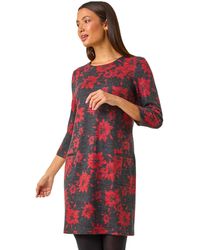 Roman - Floral Print Pocket Shift Stretch Dress - Lyst