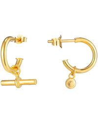 The Jewellery Stockroom - 9Ct Sterling T-Bar Hoop Stud Earrings - Lyst