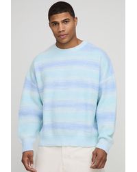 BoohooMAN - Boxy Fit Ombre Brushed Stripe Knitted Jumper - Lyst
