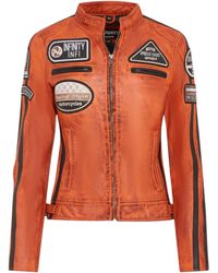 Infinity Leather - Biker Racing Badges Jacket-Agadir Lamb Leather - Lyst