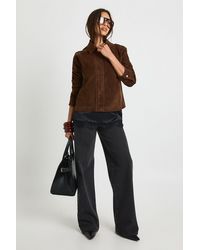 Boohoo - Faux Suede Collared Jacket - Lyst