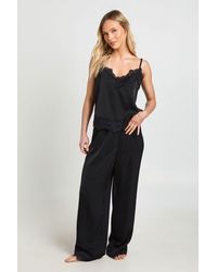 Boohoo - Petite Eyelash Lace Trim Cami & Trouser Pyjama Set - Lyst