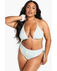 Boohoo - Plus Ditsy Print Tummy Control High Waist Brief - Lyst