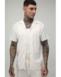 BoohooMAN - Tall Regular Short Sleeve Linen Blend Shirt - Lyst