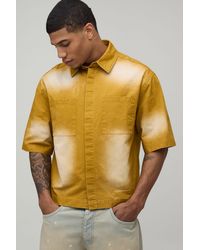 BoohooMAN - Oversized Boxy Sun Bleached Patch Shirt - Lyst