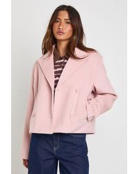 Boohoo - Double Breast Wool Look Jacket - Lyst