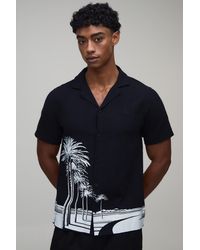 BoohooMAN - Regular Fit Contrast Palm Print Shirt - Lyst