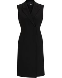 BOSS - V-Neck Knee Length Wrap Dress - Lyst