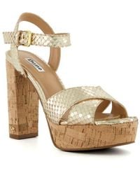 Dune - Rept Print Leather Jealous Cross-Strap Croc-Embossed Platform Sandals - Lyst