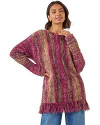 Roman - Fluffy Tassel Hem Knit Jumper - Lyst