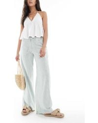 Hollister - Low Rise Linen Super Baggy Trousers And Stripe - Lyst