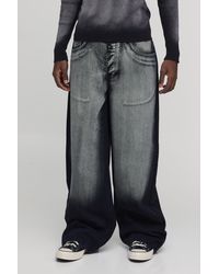 BoohooMAN - Baggy Rigid Bleach Washed Denim Jeans - Lyst
