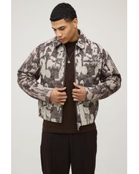 BoohooMAN - Boxy Fit Textured Jacquard Harrington Jacket - Lyst