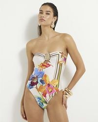 River Island - Swimsuit Multi Colour Tropical Print Swimwear - Lyst