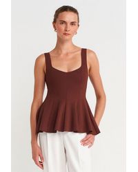 Dilvin - Mouwloze Geribbelde Peplum Blouse - Lyst