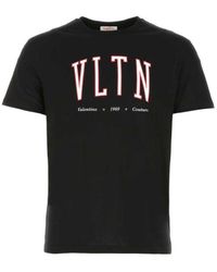 Valentino - Vltn College-logo-t-shirt Met Print In Zwart - Lyst