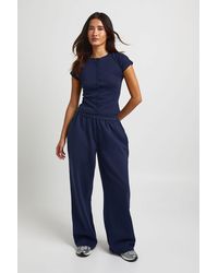 Boohoo - Ribbed Button Through Cap Sleeve Top And Jogger Tracksuit - Lyst