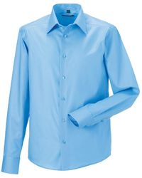 Russell - Russell Ultimate Non-iron Getailleerde Formele Overhemd Met Lange Mouwen (heldere Lucht) - Lyst