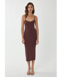 Hiccup - V-Neck Bodycon Midi Dress With Thin Straps - Lyst