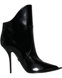 Dolce & Gabbana - Patent Leather Pointed Ankle Boots Shoes - Lyst