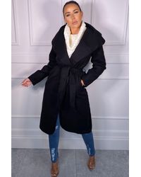 Femme Luxe - Waterfall Duster Belted Long Coat - Lyst