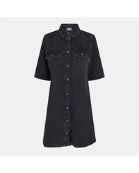 Noisy May - Short Sleeve Mini Denim Shirt Dress - Lyst