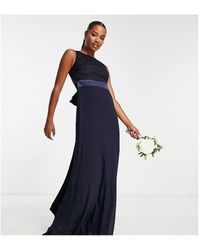 TFNC London - Bridesmaids Chiffon Maxi Dress With Lace Scalloped Back - Lyst