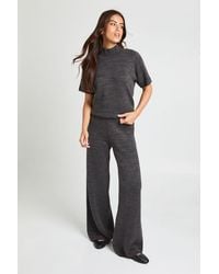 Boohoo - High Neck Knitted Top And Wide Leg Trouser Co-Ord - Lyst