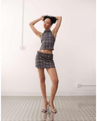 Motel - Nasia Check Mini Skirt Co-Ord - Lyst