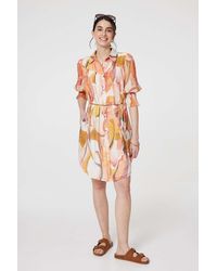 Izabel London - Printed 3/4 Puff Sleeve Shirt Dress - Lyst