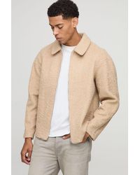 BoohooMAN - Oversized Raglan Sleeve Wool Look Overshirt - Lyst