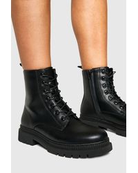 Boohoo - Lace Up Hiker Ankle Boots - Lyst