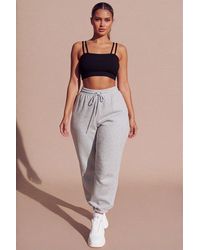 Femme Luxe - High Waisted Shirred Drawstring Pocket Detail Cuffed Joggers - Lyst