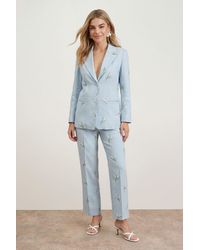 Oasis - Floral Embroidered Tailored Suit Trouser - Lyst